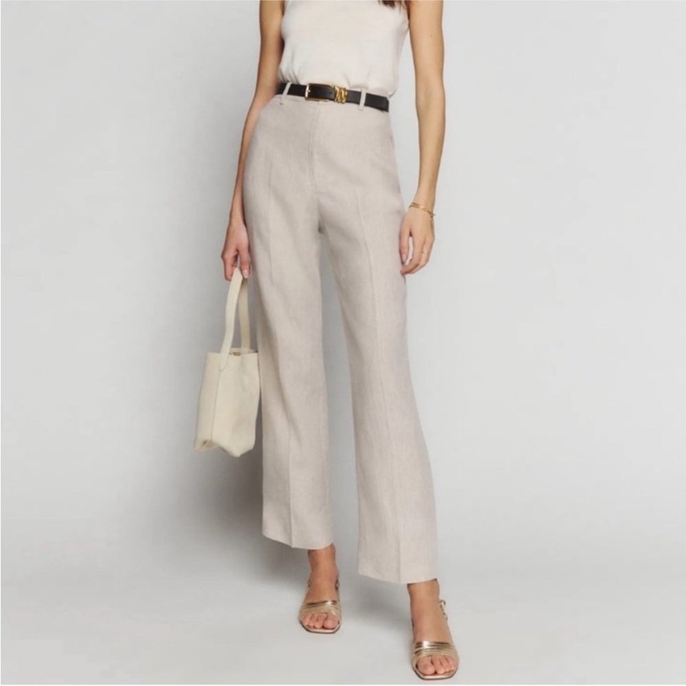 REFORMATION Freddie Wide Leg Linen Trouser Pants